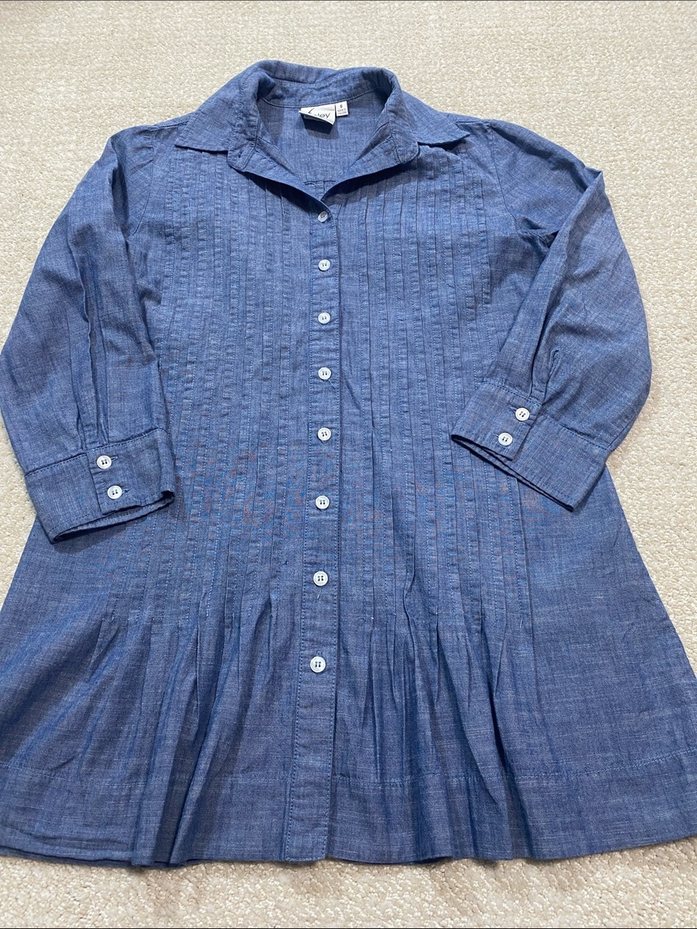 Finley Chambray Pintuck Button Tunic in Denim Blue Size S 100% Cotton - Picture 13 of 15
